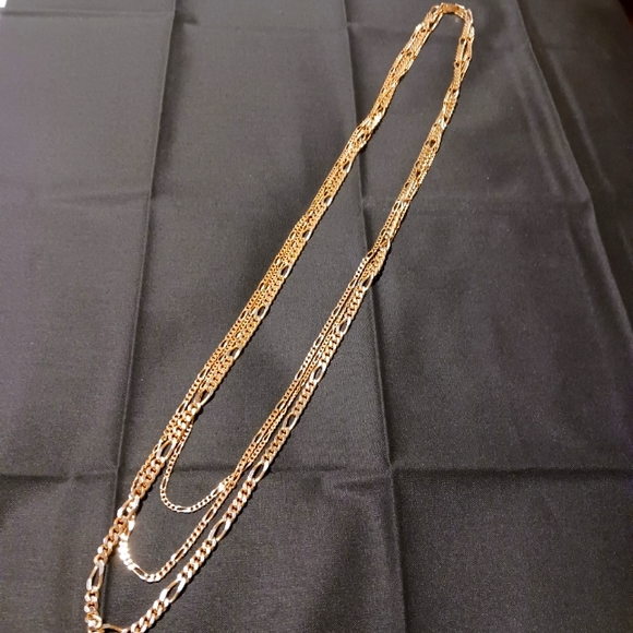 Two-Toned Goldtoned 3 Layed Necklace - Picture 1 of 6